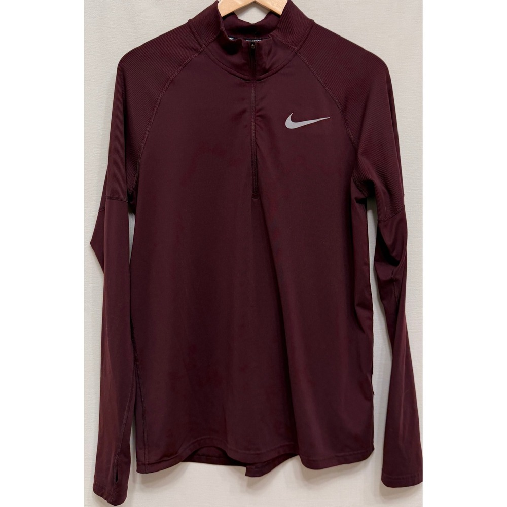 Nike Men's Running Shirt Plum Dri-FIT 1/4 Zip Pullover Thumb Holes CD8273-652 M
